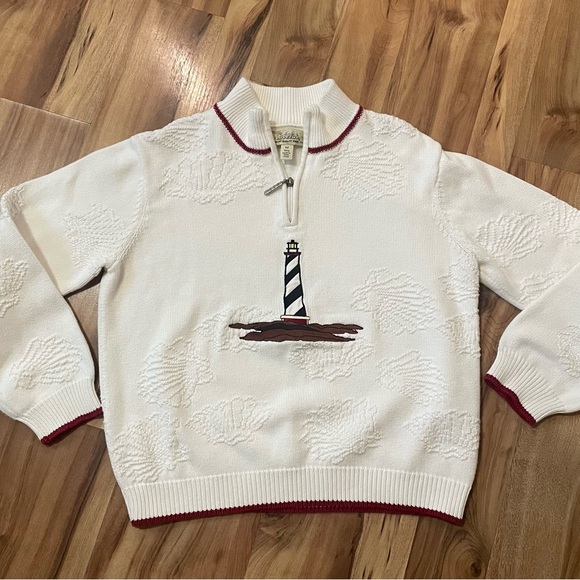 Cabela's Sweaters - Vintage 90s Cabela’s cotton lighthouse embossed half-zip sweater nautical